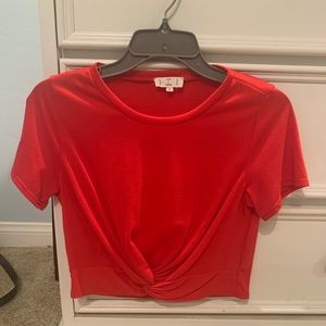 Cute red cropped t-shirt with knot
